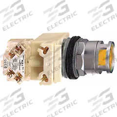 SCHNEIDER Illuminated Push Button: Illuminated, Flush Profile, Metallic, 30 mm, SPDT (MPN 9001K3L35LYAH13). Key specifications — Brand: SCHNEIDER; Action: Momentary; Series: 9001K; Push Button Material Type: Metallic.