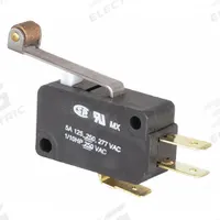 HONEYWELL Miniature Snap Action Switch: Roller Lever Actuator, 1NO/1NC, Quick Connect (MPN V7-2A17D8-207). Key specifications — AC Contact Rating: 5 A @ 250 V; Electrical Connection: Quick Connect; Series: V7; Brand: HONEYWELL.