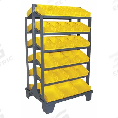 JAMCO Pick Rack: 36 in x 30 in x 64 in, 2 Usable Sides, 12 Shelves, 58 Bins, Shelf Bin - Metal Stationary Pick Racks with Open-Front Bins