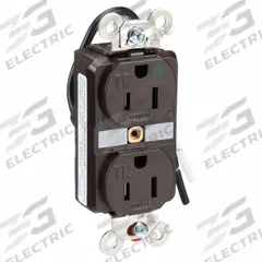 HUBBELL Receptacle: Hospital Grade Fed. Spec., Duplex, 5-15R, Brown, 125V AC, 15 A, 2 Pole / 3 Wire (MPN HBL8200SGA)