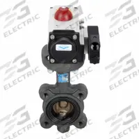 MILWAUKEE VALVE Pneumatically Actuated Butterfly Valve: For Water Media, Air to Air, Cast Iron, Lug (MPN GLA23E D 2). Key specifications — Brand: MILWAUKEE VALVE; Pilot Solenoid Voltage: Not Included.