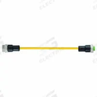 Cordset: 7/8" Male Straight x Female Straight, 5 Pins, Yellow, TPE, 0.3 m Cable Lg, 16 AWG Wire Size (MPN 7700-A5A01-U1D0030). Key specifications — Cable Jacket Color: Yellow; Cable Jacket Material: TPE; IP Rating: IP68; Wire Size: 16 AWG; Brand: MURRELEKTRONIK.
