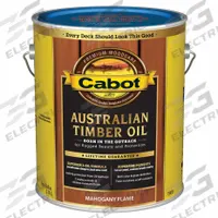 CABOT Wood Stain: Wood Stain, Exterior, Oil, 1 gal Container Size, Wood, Flat, Mahogany Flame (MPN 140.0019459.007). Key specifications — Brand: CABOT; Transparency: Transparent; Use Location: Exterior; Sheen: Flat; Sub-Brand: Australian Timber Oil Wood; Color: Mahogany Flame.