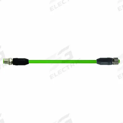MURRELEKTRONIK Cordset: Cat6, M12 Male Straight x M12 Male Straight, 3 m Lg, PUR, Green - M12 Connector to M12 Connector Cordsets
