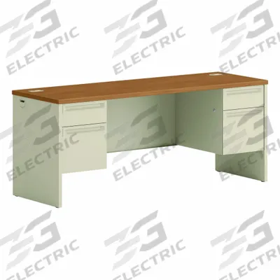 HON Credenza: Laminate, Harvest/Putty, 2 Pedestals, 4 Drawers, 72 in Overall Wd - Credenzas