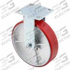 APPROVED VENDOR Plate Caster: Rigid, No Brake, Polyurethane, 8 in Wheel Dia, 2 in Wheel Wd, Slot (MPN P21R-UY080R-14-001). Key specifications — Wheel Bearing Type: Roller; Wheel/Tread Color: Red; Brand: APPROVED VENDOR; Caster Type: Rigid.