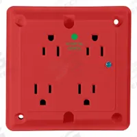 LEVITON Quadruplex Receptacle: Hospital Grade, Quad, 5-15R, Red, GFCI, 125V AC, 15 A (MPN 8480-R)