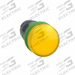 SCHNEIDER ELECTRIC Pilot Light: 22 mm Panel Mounting Hole Dia, LED, Yellow, XB5 (MPN XB5EVM8). Key specifications — Brand: SCHNEIDER.