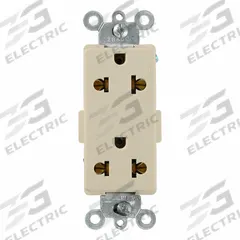 LEVITON Decora Plus Duplex Receptacle Outlet: Duplex, 5-15, Ivory, 125/250V AC, 15 A_16 A (MPN 5835-I)