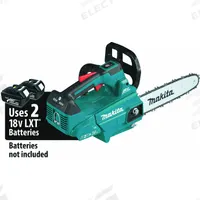 MAKITA Battery-Powered Chainsaw: 14 in Bar Lg, Top Handle, Adj/Auto Chain Oiler, 18 V, 30 cc (MPN XCU08Z). Key specifications — Brand: MAKITA.