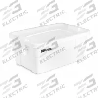 RUBBERMAID COMMERCIAL PRODUCTS Storage Tote: 14 gal, 27 7/8 in x 16 1/2 in x 10 3/4 in, White Body (MPN FG9S3000WHT). Key specifications — Material: Plastic; Edge/Corner Design: Rounded; Body Color: White; Lid Color: White; Brand: RUBBERMAID COMMERCIAL PRODUCTS; NSF Certified: NSF Certified; Nestable: Nesting Capable.