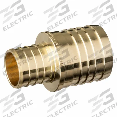 ZURN Barbed Fitting Coupling: 1 5/64 in ID x 1 in Pipe Size, Barbed x Barbed - Crimp-On Brass Barbed Tube Fittings