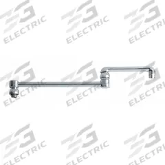 CHICAGO FAUCETS Spout: Spout, Double-Joint, Double Jointed/Swivel Spout, Brass, Polished Chrome (MPN DJ18E35JKABCP). Key specifications — Includes: Mounting Hardware; Product Type: Spout; Spout Style: Double Jointed/Swivel; Body Material: Brass; Color/Finish: Polished Chrome; Brand: CHICAGO FAUCETS.