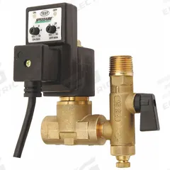 SPEEDAIRE Timed Electric Auto Drain Valve: 1/2 in NPT Pipe, 1/4 in Drain, 15.5 gpm, 115 V (MPN 53CE41). Key specifications — attr294755: SPEEDAIRE; attr292031: 1 sec to 10 sec.