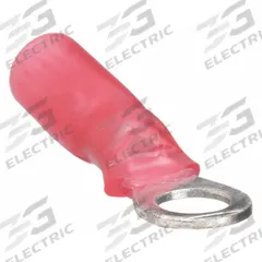 3M Ring Terminal: Red, Heat Shrink Insulation, #8 Stud Size, 22 AWG to 18 AWG Wire Sizes, 1,000 V (MPN MH18-8R/LX). Key specifications — Brand: 3M.