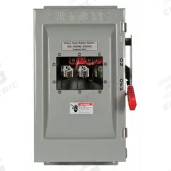 SIEMENS Safety Switch: Fusible, 60 A, Three Phase, 600V AC, Galvanized Steel, Indoor (MPN HF362JW). Key specifications — Brand: SIEMENS.