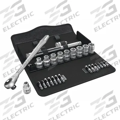 WERA Socket Wrench Set: 1/2 in Drive, 28 Piece, 6-Point, Metric - Metric Socket Sets with Drive Tools
