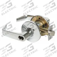 STANLEY SECURITY SOLUTIONS Door Lockset: Office Lever Locksets, Chrome, ADA Compliant, LFIC (MPN 9K37AB15DS3625). Key specifications — attr1024149: Not Ligature-Resistant; attr1011488: STANLEY SECURITY SOLUTIONS; attr1024446: F109; attr1011524: No Message; attr1011506: Contour Angle Return; attr1011485: Yes; attr1059461: Bright Chromium-Plated : Zinc Alloy.