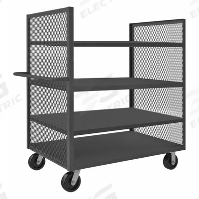APPROVED VENDOR Stock Truck: 2,000 lb, Flush Lip, 37 in L x 67 in W x 57 in H Overall Dim. - Dual-Side-Access Mesh-Wall Stock Trucks