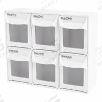 DIAMOND STORAGE SOLUTIONS Tip-Out Bin: 4 1/4 in x 11 7/8 in x 10 in, Wall, Stacking Capable, 6 Bins (MPN 3030-6-BIN-2). Key specifications — Brand: DIAMOND STORAGE SOLUTIONS.