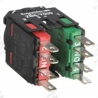 SCHNEIDER Contact Block: 16 mm Panel Mounting Size, 1NO/1NC, Momentary, ZB6 Series, Faster Connector (MPN ZB6Z5B). Key specifications — Switch Action: Momentary; Terminal Connection Type: Faster Connector; Brand: SCHNEIDER; Compatible with Series: ZB6.