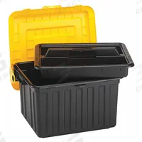 DURABILT Attached Lid Tote: 32.2 gal, 23 5/8 in x 19 in x 14 5/8 in, Black Body, Yellow Lid, Plastic (MPN 0441GRBKYL.02). Key specifications — Material: Plastic; Brand: DURABILT.