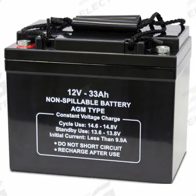 APPROVED VENDOR Sealed Lead Acid Battery: 12V DC, 33 Ah Capacity, 6.26 in Ht, 5.16 in Wd - AGM Sealed Lead Acid Batteries
