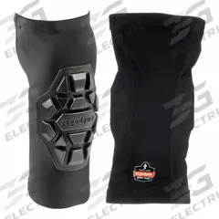 PROFLEX BY ERGODYNE Knee Pad: S/M, 1 Straps, Pull-On, 1 PR (MPN 18550). Key specifications — Cap Material: Foam; Color: Black; Pad Material: Spandex; Brand: PROFLEX BY ERGODYNE; Closure: Pull-On; Features: Hand Wash, Air Dry; Latex Content: Contains Latex; Product Type: Knee Pad.