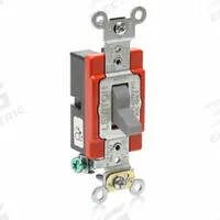 LEVITON Wall Switch: Toggle Switch, Single Pole, Maintained, Gray, 120/277V AC, 20 A (MPN A1221-GY). Key specifications — Illuminated: No; Voltage Rating: 120/277V AC.