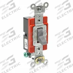 LEVITON Wall Switch: Toggle Switch, Single Pole, Maintained, Gray, 120/277V AC, 20 A (MPN A1221-GY). Key specifications — Illuminated: No; Voltage Rating: 120/277V AC.