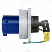 LEVITON Pin and Sleeve Inlet: Blue, 120/208V AC, Three Phase, 100 A, 4 Pole, 5 Wire, IEC Grounding (MPN 5100B9WLEV). Key specifications — Brand: LEVITON.