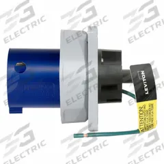 LEVITON Pin and Sleeve Inlet: Blue, 120/208V AC, Three Phase, 100 A, 4 Pole, 5 Wire, IEC Grounding (MPN 5100B9WLEV). Key specifications — Brand: LEVITON.