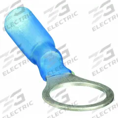 GRAINGER Ring Terminal: Blue, Heat Shrink Insulation, 3/8 in Stud Size, 16 AWG to 14 AWG Wire Sizes (MPN 5WHH7). Key specifications — Brand: GRAINGER.
