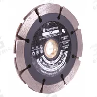 HUSQVARNA Diamond Saw Blade: Block/Brick/Masonry/Mortar, 4 in Blade Dia., 5/8 in_7/8 in Arbor Size (MPN DTR5 TP 4). Key specifications — attr1097734: Wet/Dry; attr1097738: Angle Grinder; attr1097751: HUSQVARNA.