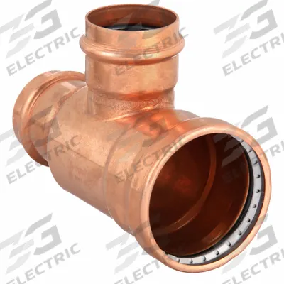 VIEGA PROPRESS Crimp Tee Fitting: Tee, 3 in CTS x 2 in CTS x 2 in CTS size - Plumbing Copper & Bronze Press Tube Fittings