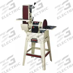 JET Belt and Disc Sander: For Wood, 230 V, Single-Phase, 1 1/2 hp, 6 in x 48 in Belt, 12 in Disc (MPN 708599K). Key specifications — attr564072: Single-Phase; attr650959: Wood; attr564036: JET.