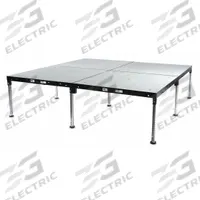 BIL-JAX Portable Stage Package: 2.3 ft Max Overall Ht, 20 ft Overall Lg, 16 ft Overall Wd (MPN 0106-GPSP-16X20). Key specifications — Brand: BIL-JAX; Includes: (20) Modular Decks; Material: Wood.