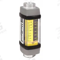 HEDLAND Mechanical Flowmeter: Petroleum Fluid Meter, Scale, Variable Area, Inline, Universal, SAE (MPN H600A-015). Key specifications — Display Type: Scale; O-Ring Material: Viton; Includes Flow Rate Adjustment Knob: No; Includes Pressure Guage: No; Mounting Orientation: Universal; Unit Of Measure: Liters; Brand: HEDLAND; Accuracy: +/-2%.