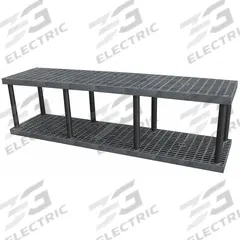 STRUCTURAL PLASTICS Plastic Shelving: 96 in x 24 in, 27 in Overall Ht, 2 Shelves (MPN S9624B). Key specifications — Resistance Properties: Corrosion-Resistant; Frame Material: Plastic; Shelving Material: High Density Polyethylene; Brand: STRUCTURAL PLASTICS.