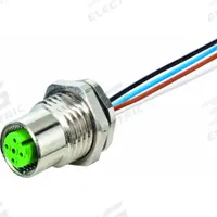MURRELEKTRONIK Cordset: M12 Female – Rear Mounting Receptacle, A, 8 Pins, 1 m Wire Lead Lg (MPN 7000-17185-9730100). Key specifications — Cable Jacket Material: PP; IP Rating: IP67; NEMA Rating: 3; Brand: MURRELEKTRONIK; Wire Size: 0.25 sq mm; Coding: A.