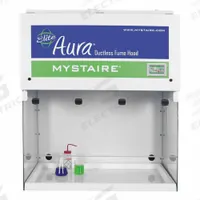 MYSTAIRE Ductless Fume Hood: Aura, 30 in Overall Wd, 50 in Overall Ht, 28 in Overall Dp, White (MPN MY-AU30). Key specifications — Assembly: Fully Assembled; Brand: MYSTAIRE; Base/Stand Included: Yes; Blower Included: Yes.