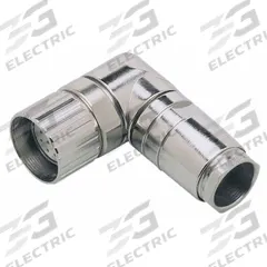 IFM M23 Circular Connector: M23 Female Thread with 90° Angled Connection, 12 Socket, Solder, IP65 (MPN E10447). Key specifications — Connection Type: Cable Connection Due to Soldering; Housing Finish: Nickel-Plated; Housing Material: Brass; IP Rating: IP65; Brand: IFM.