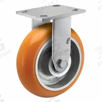 ALBION Caster: Rigid, No Brake, Polyurethane, 8 in Wheel Dia, 2 in Wheel Wd, 10 1/8 in Mounting Ht (MPN 170AN08228R). Key specifications — Wheel Bearing Type: Ball; Wheel/Tread Color: Orange; Brand: ALBION; Caster Type: Rigid.