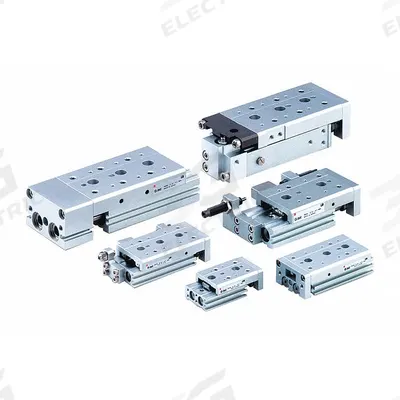SMC Slide Table: 50 mm Stroke Lg, 25 mm Bore Dia, Mfr Part # MXS25-50A, MXS Series - Pneumatic Slide Tables
