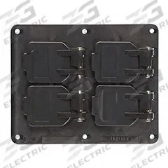 LEGRAND Weatherproof Cover: Portable Outlet Box Cover, Duplex Receptacles, 2 Gangs, 3R, Black (MPN 3260WBK). Key specifications — Color: Black; Brand: LEGRAND.