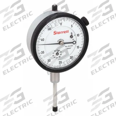 STARRETT Dial Indicator - Lug Back: 0 in to 1 in, Inch, Plunger - Continuous Reading Back Lug Dial Indicators