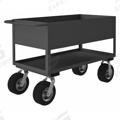 APPROVED VENDOR Utility Cart: 1,200 lb, 48 in L x 24 in W Shelf, 2 Shelves, Gray - Utility Carts with Rough Surface Wheels