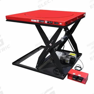 Dayton Scissor Lift Table: Electric, 3,500 lb Load Capacity, 41 1/2 in Max Lifting Ht - Rotating-Top Electric Lift Tables