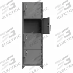 STRONG HOLD Locker: 24 in x 24 in x 75 in, 4 Tiers, 1 Units Wide, 4 Lockers, 24 in x 18 in, Steel (MPN 26-4D-24-4T-EK-L). Key specifications — Mounting Style: Surface; Brand: STRONG HOLD; Handle Type: Swing; Locker Color: Gray; Mounting Location: Freestanding; Locker Material: Steel; Frame Assembled: Assembled; Lock Type: Electronic Keypad.