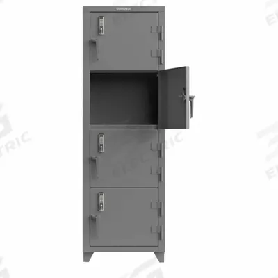 STRONG HOLD Locker: 24 in x 24 in x 75 in, 4 Tiers, 1 Units Wide, 4 Lockers, 24 in x 18 in - Wiring-Ready Full-Height Metal Mobile-Device Lockers